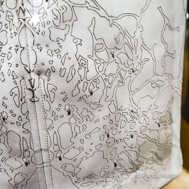 Laser engraving in leather Sally Schoen