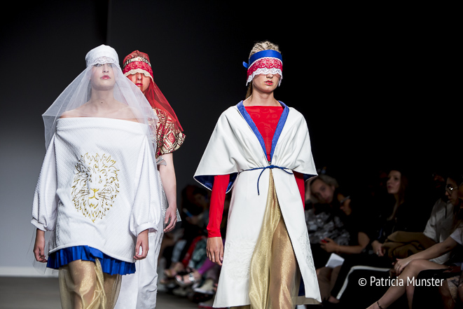 Red-White-Blue and gold at Maaike van den Abbeele at Amsterdam Fashion Week