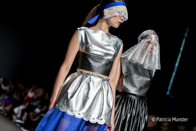 Silver 'armour' by Maaike van den Abbeele at Fashionweek Amsterdam