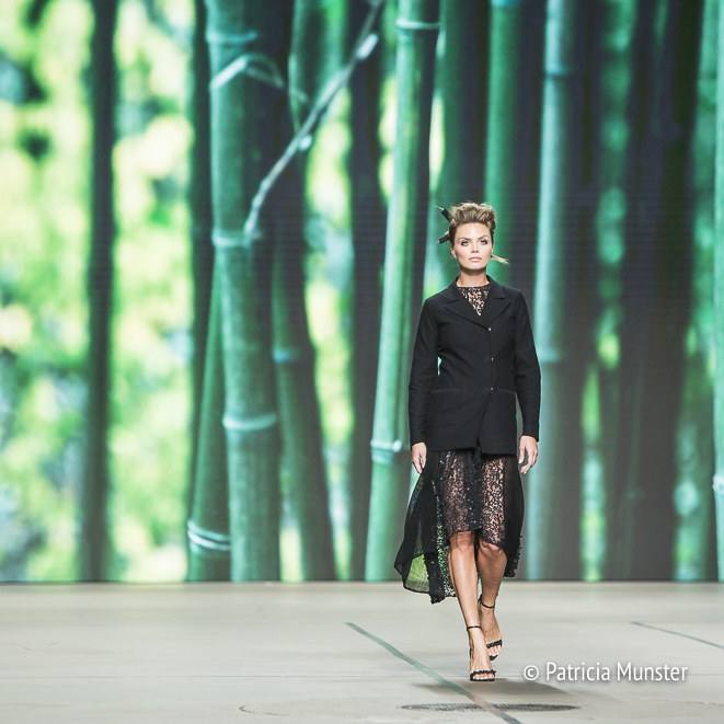 Kim Feenstra for Tony Cohen at Amsterdam Fashion Week - Bamboo background